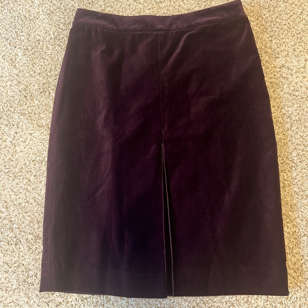Boden Velvet Pencil Skirt in Deep Plum